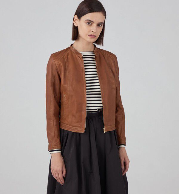 TOMORROWLAND collection「ラムレザー ジップアップブルゾン」|ライダースジャケット|