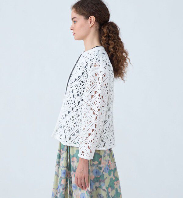 Ballsey「ダイヤモチーフエンブロイダリー クルーネックジャケット」|ノーカラージャケット|