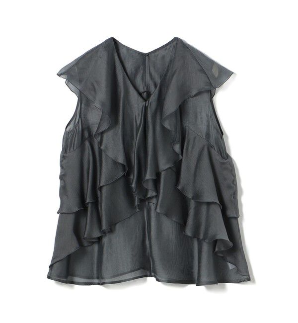 Ballsey「セルロースポリエステルオーガンジー フリルブラウス」|シャツ・ブラウス|17 チャコールグレー