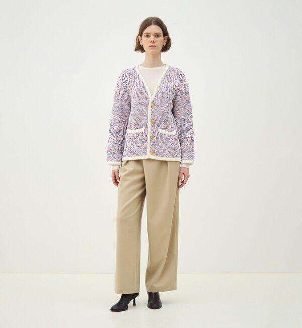 MACPHEE「スレッドジャカード Vネックカーディガン」|カーディガン|