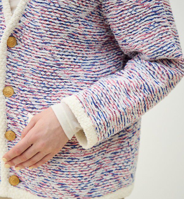 MACPHEE「スレッドジャカード Vネックカーディガン」|カーディガン|