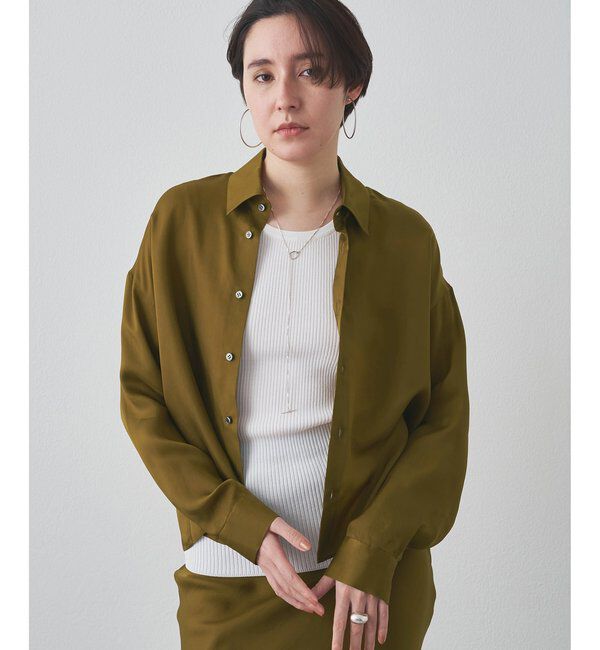 Drawing Numbers「【Drawing Numbers】キュプラロングスリーブシャツ」|シャツ・ブラウス|カーキ