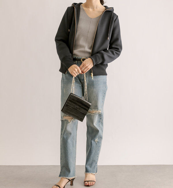  「【WEB限定/キレイめ上品】スポンジダンボールZIPパーカーカットソー」|パーカー|