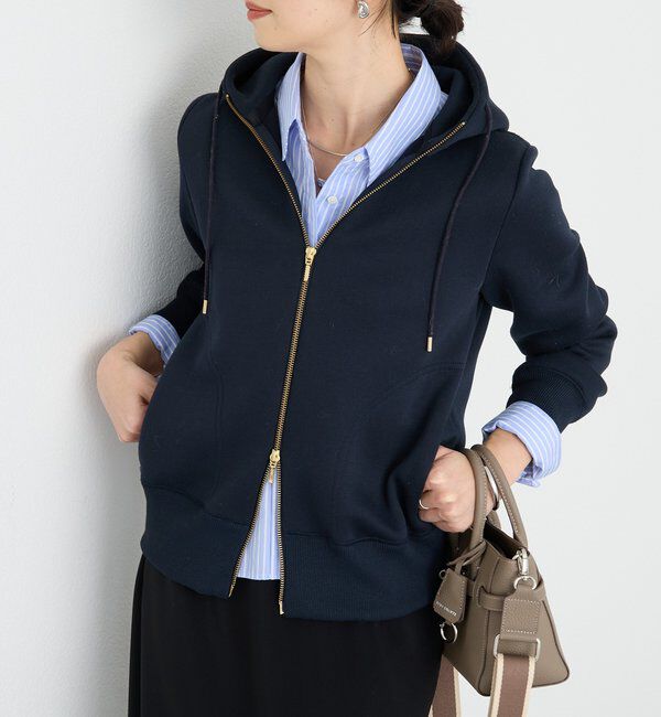  「【WEB限定/キレイめ上品】スポンジダンボールZIPパーカーカットソー」|パーカー|