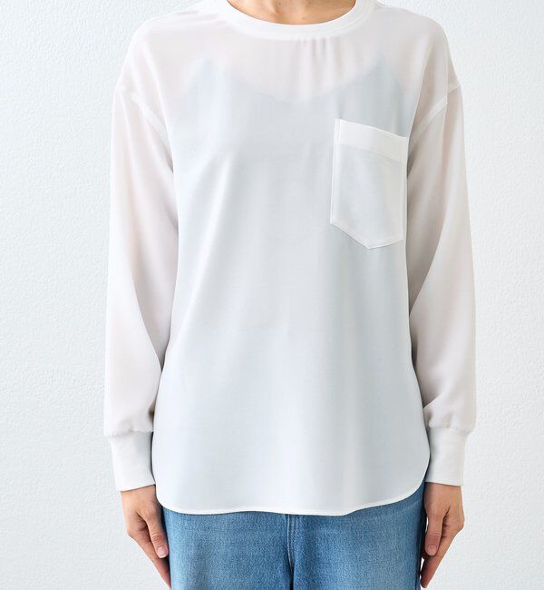 「【さらっと着やすい！/冷房・日焼け対策◎】ジョーゼットポケットブラウス」|シャツ・ブラウス|