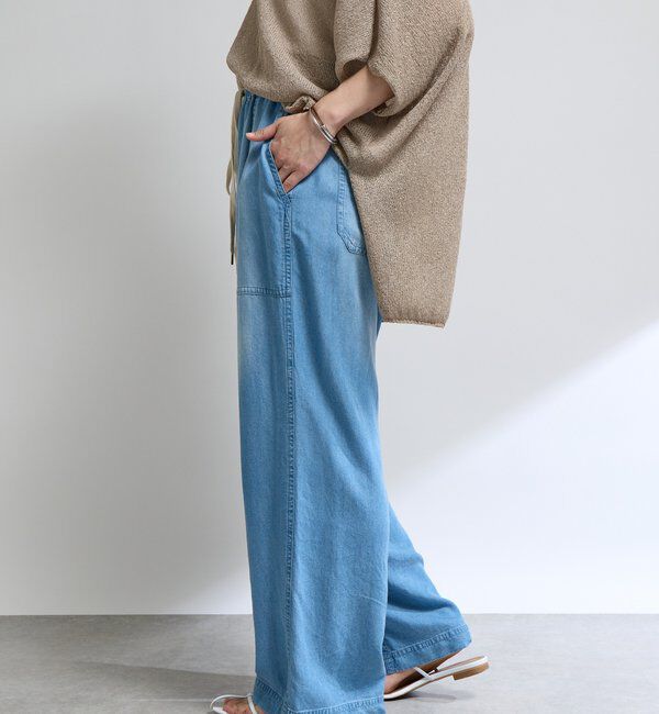  「【セットアップ可】ドレーピーデニムワイドパンツ」|チノ|