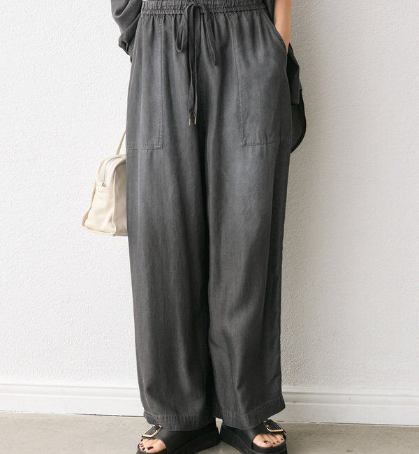  「【セットアップ可】ドレーピーデニムワイドパンツ」|チノ|