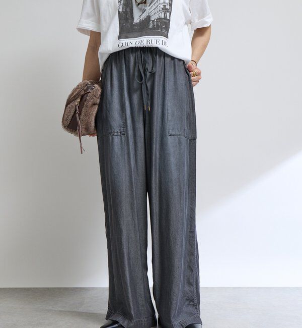  「【セットアップ可】ドレーピーデニムワイドパンツ」|チノ|