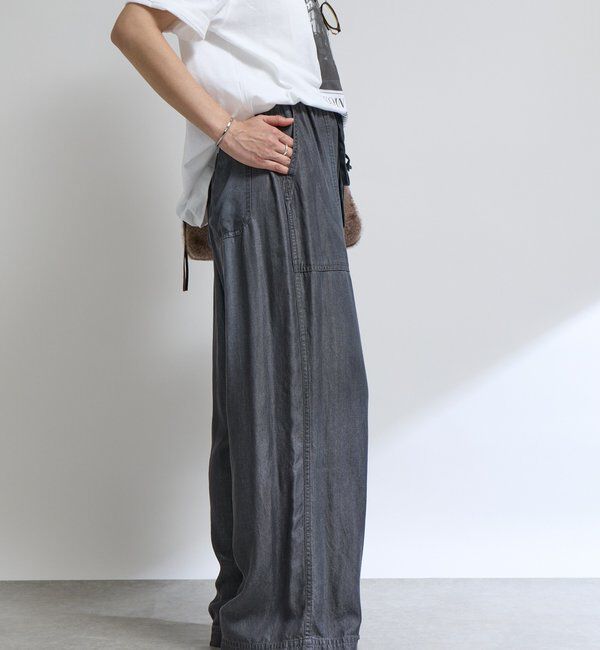  「【セットアップ可】ドレーピーデニムワイドパンツ」|チノ|