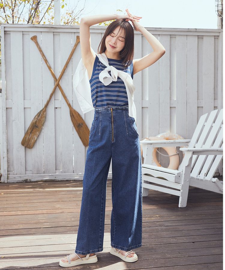 earth music&ecology「フロントZIPバックレースアップデニム」|デニム|