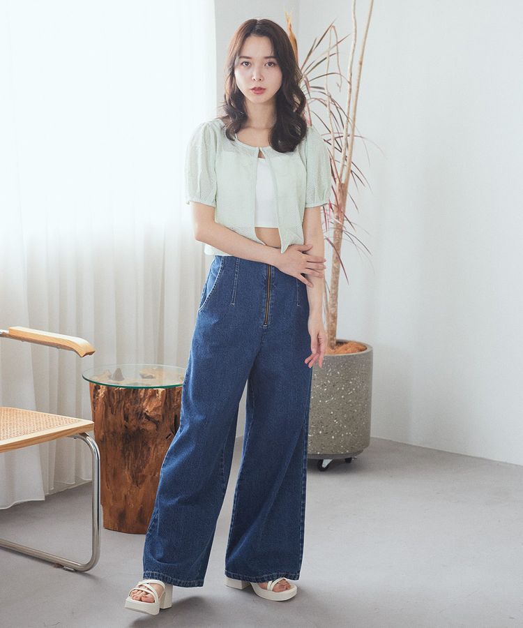 earth music&ecology「フロントZIPバックレースアップデニム」|デニム|