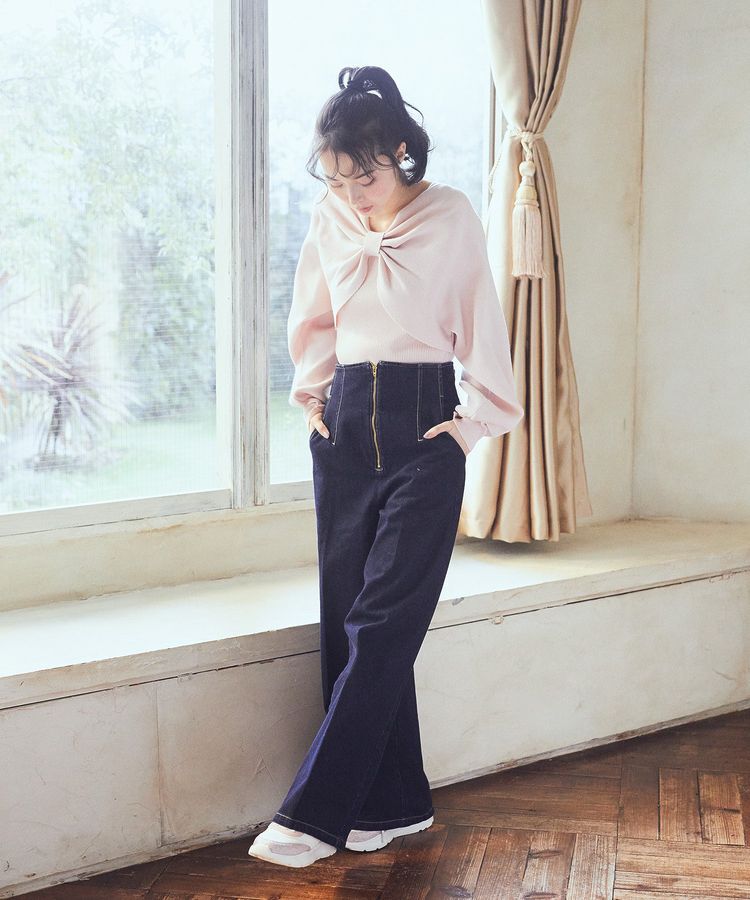 earth music&ecology「フロントZIPバックレースアップデニム」|デニム|