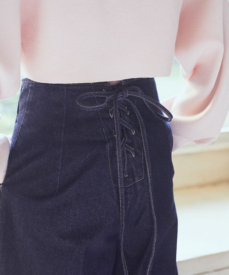 earth music&ecology「フロントZIPバックレースアップデニム」|デニム|