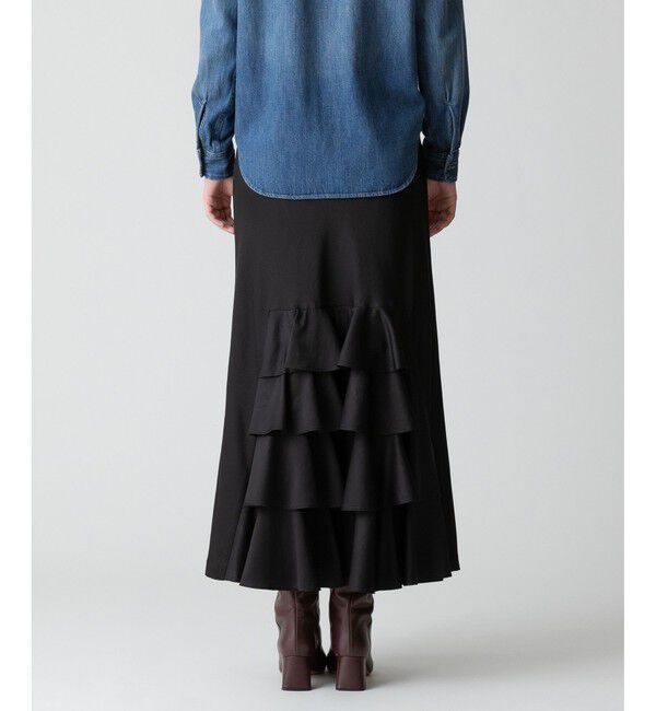 allureville「ソフトサテンバックフリルナロースカート」|スカート|