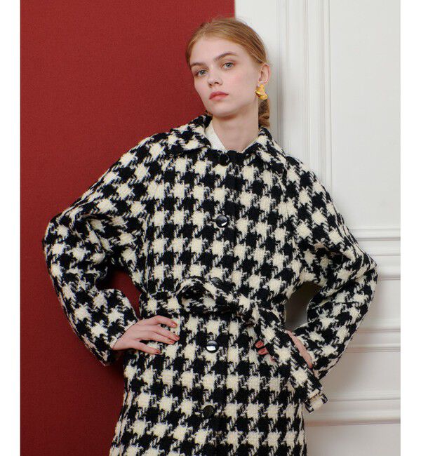 LOULOU WILLOUGHBY「【LOULOU WILLOUGHBY】ロービング千鳥ロングコート」|ダッフルコート|