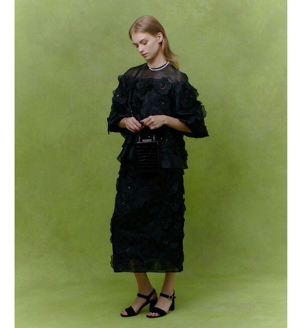 LOULOU WILLOUGHBY「【LOULOU WILLOUGHBY】オーガンフラワータイトスカート」|タイト|