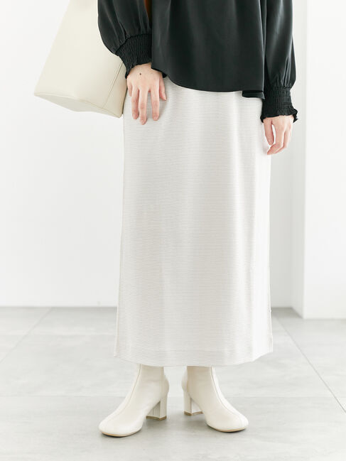 Te chichi TERRASSE「無地/ラメボーダーカットナロースカート」|スカート|ベージュ