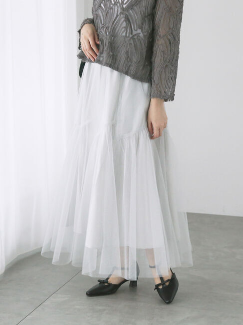 Te chichi TERRASSE「ラメチュール切替スカート」|スカート|