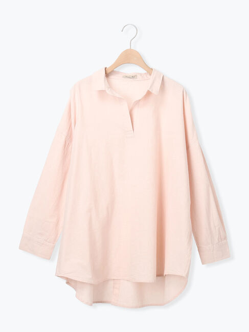 Samansa Mos2「後ろボタンスキッパーチュニック」|シャツ・ブラウス|ピンク