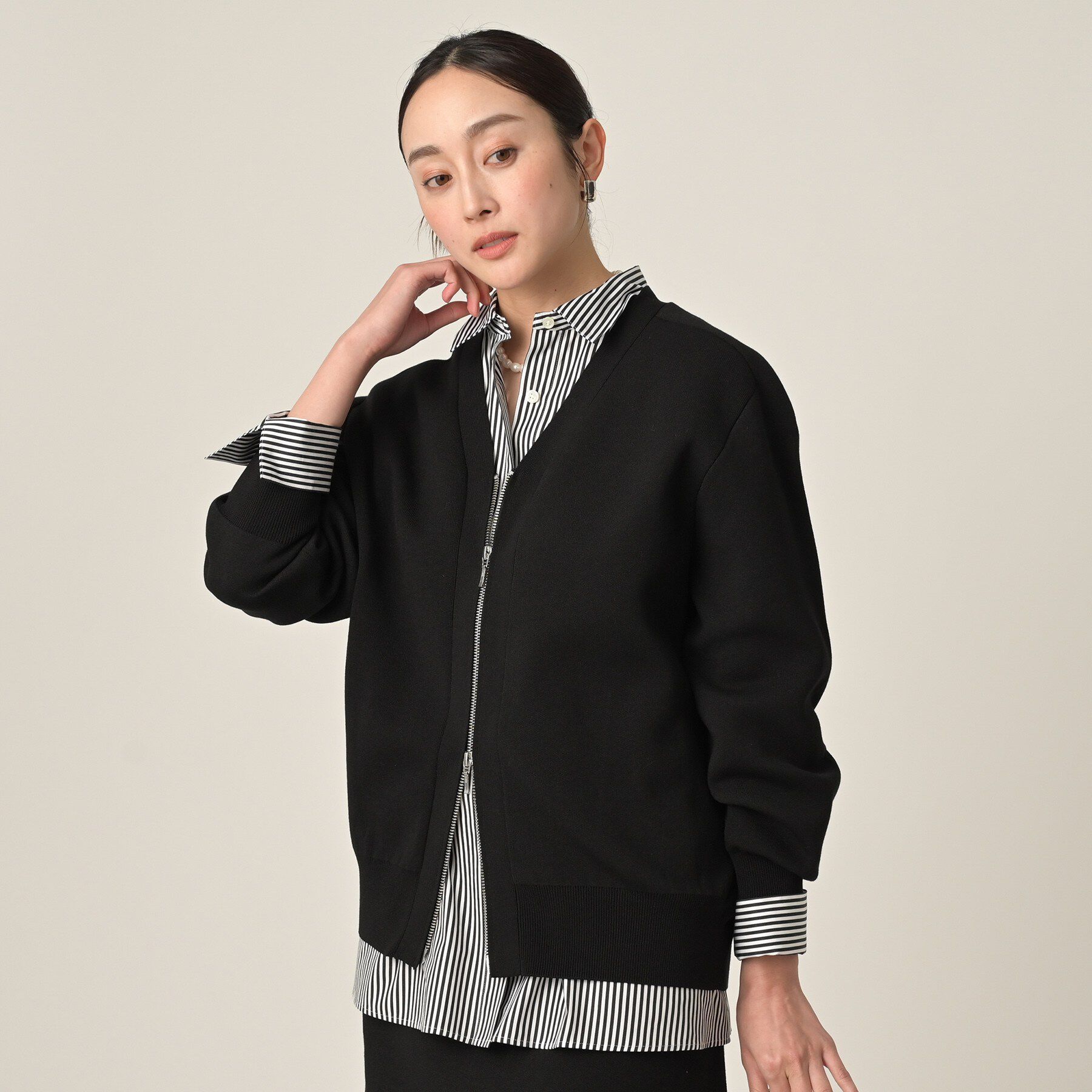 UNTITLED「ジップアップニットカーディガン」|カーディガン|