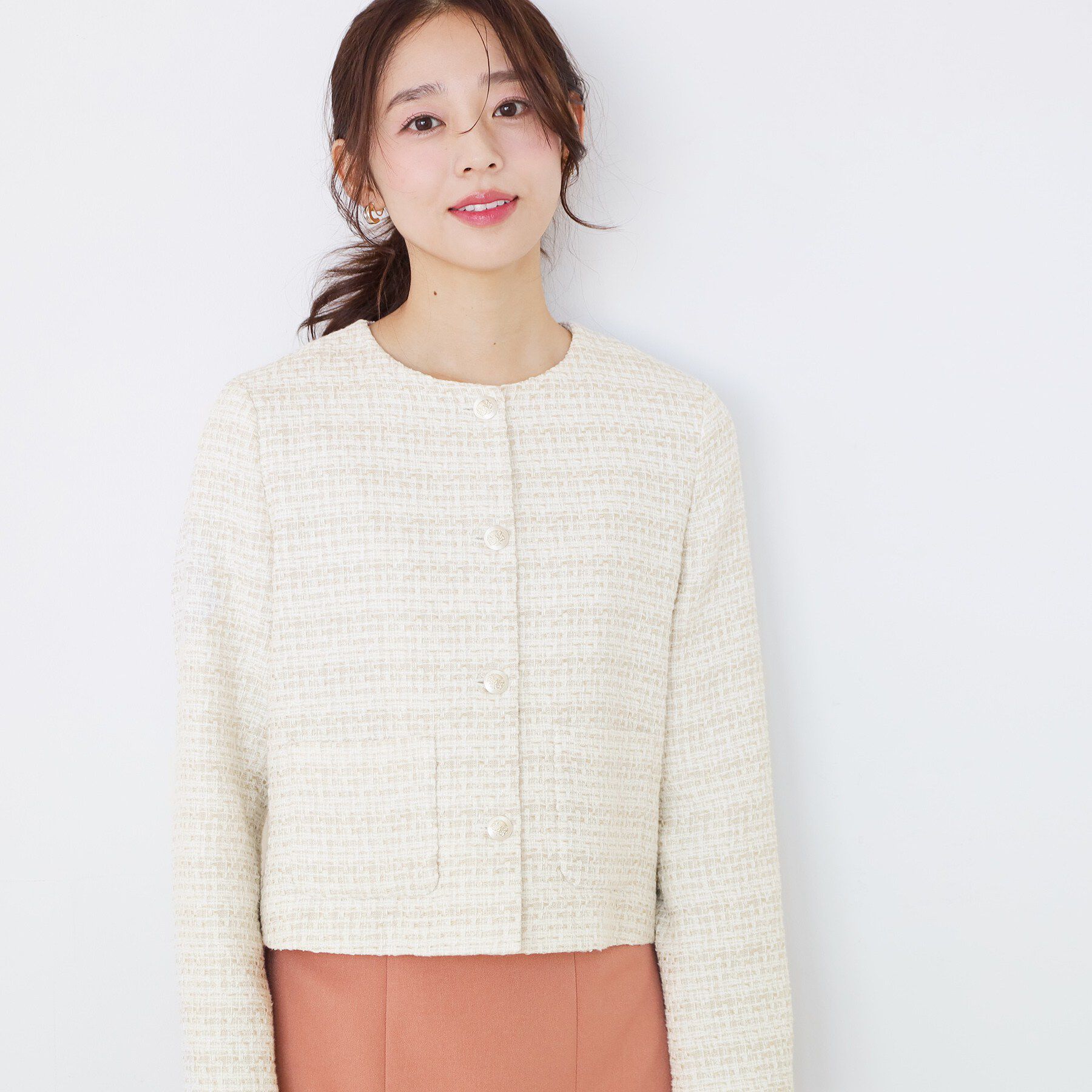 COUP DE CHANCE「【ON/OFF着回し】カラーツイードジャケット」|ノーカラージャケット|