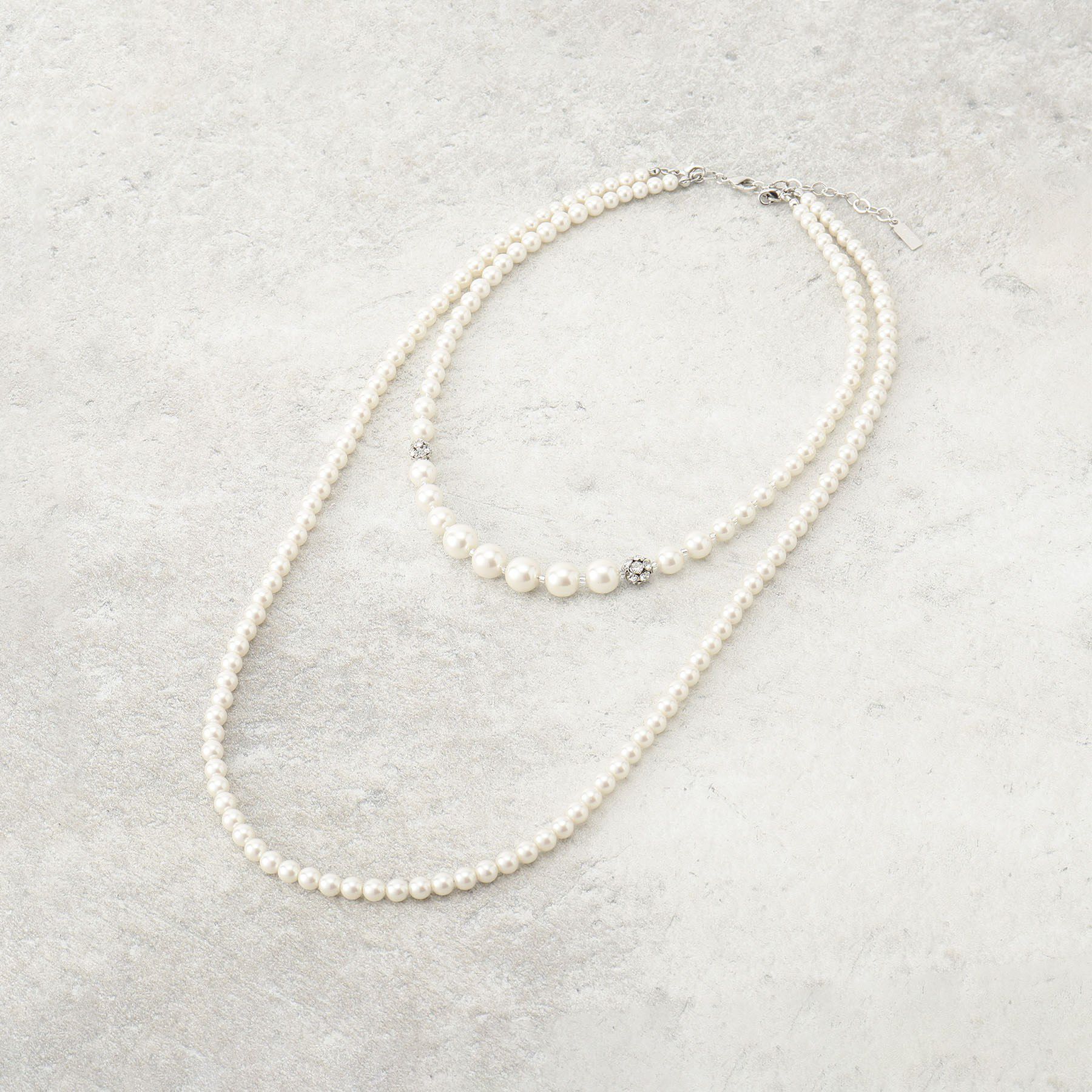 COUP DE CHANCE「取り外し可能／ツインフェイクパール／国内生産／国産人工真珠／セレモニー／入卒／パーティー」|ネックレス|シルバー(006)