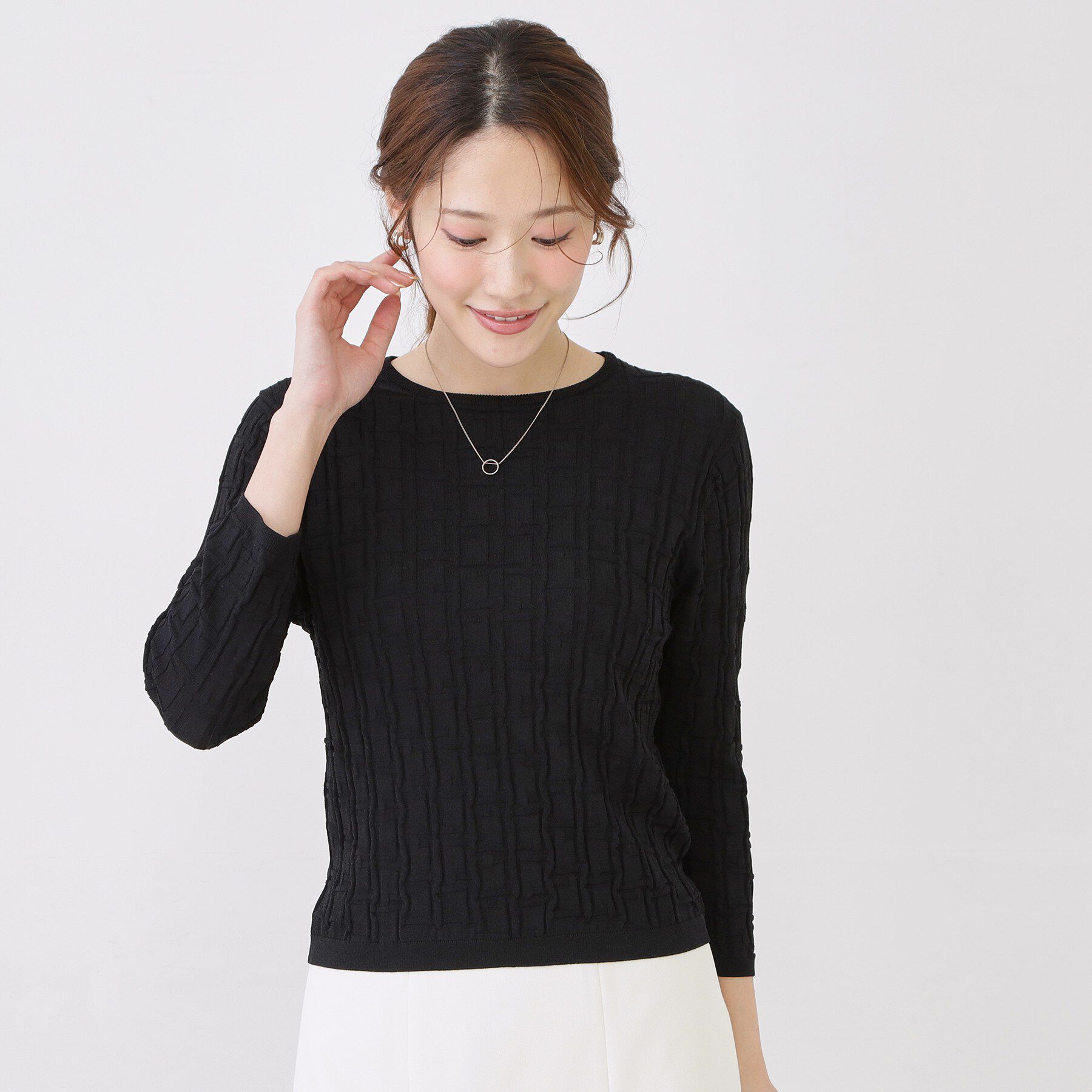 COUP DE CHANCE「【手洗い可】幾何柄編みニットトップス」|ニット・セーター|