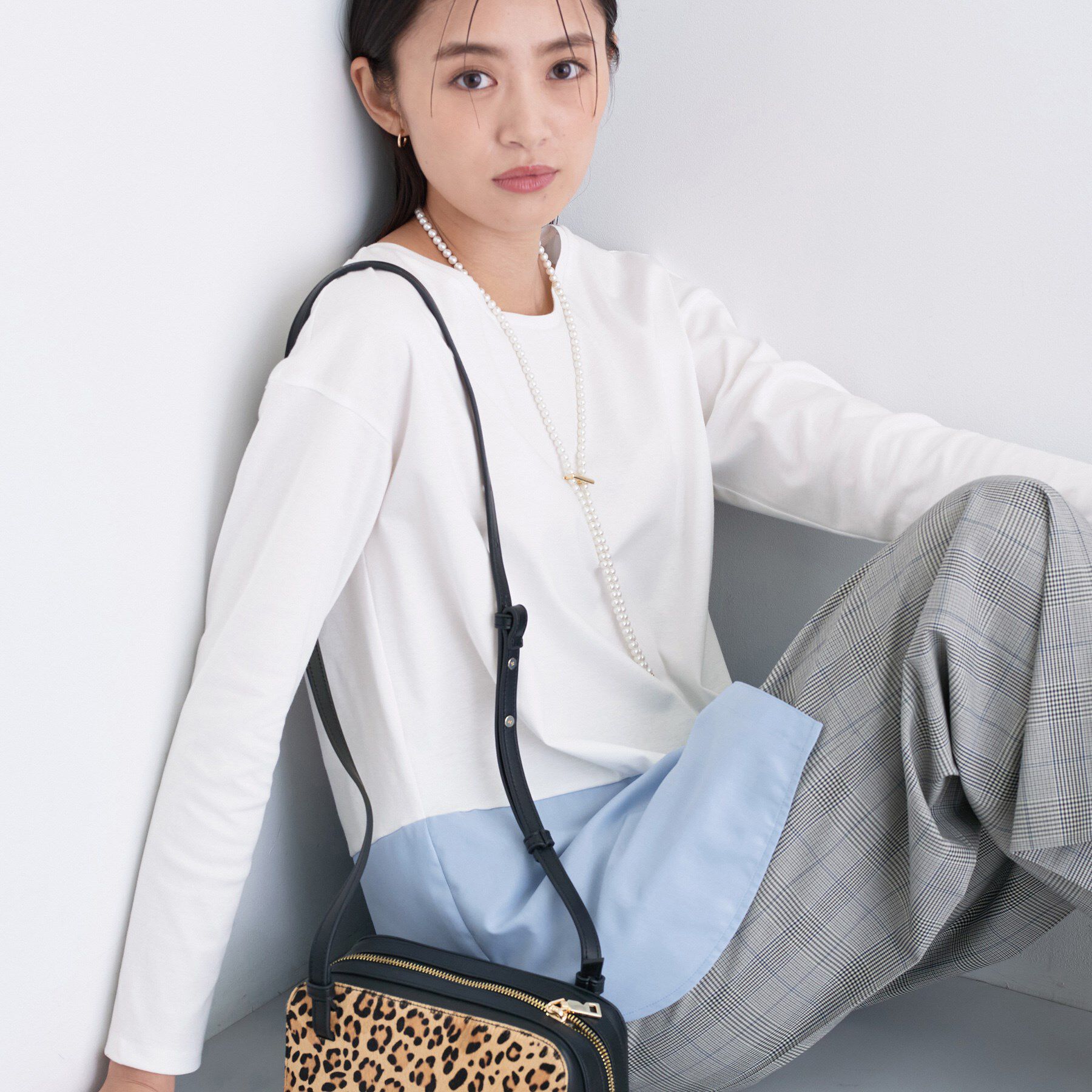 INDIVI「【コットン】シャツ切り替えカットソー」|Tシャツ・カットソー|