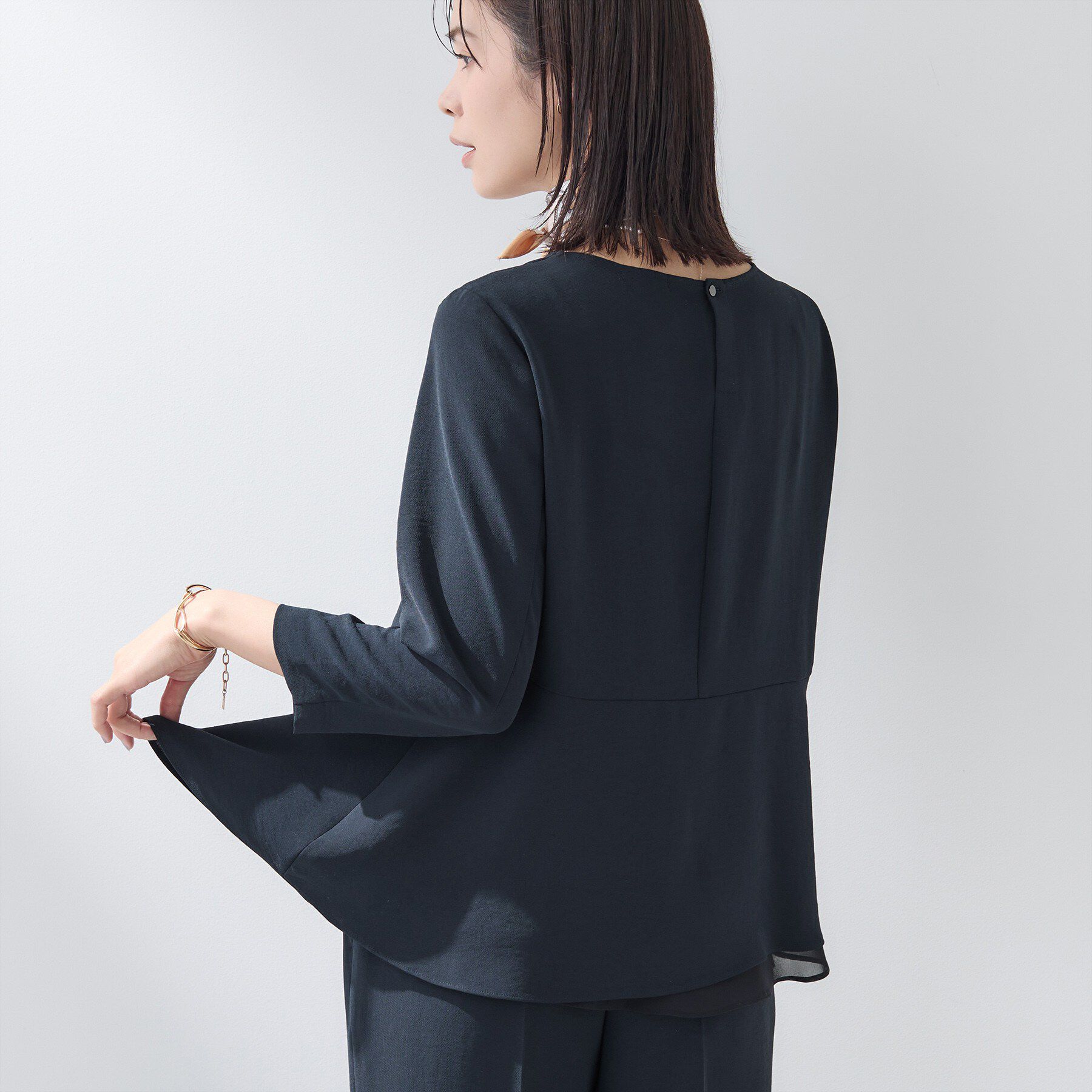 INDIVI「【洗える／UVケア／SETUP可】着る日傘ペプラムブラウス」|シャツ・ブラウス|