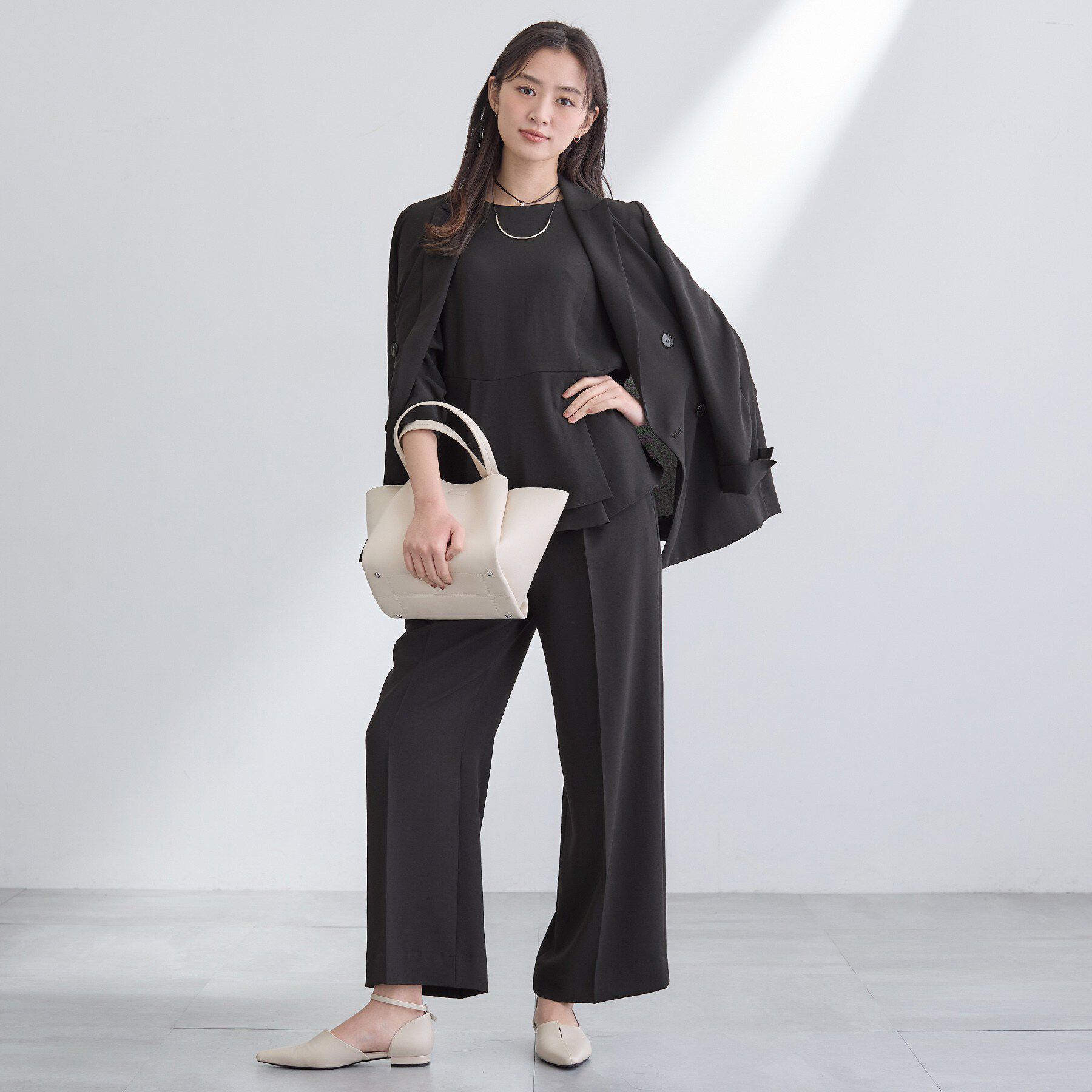 INDIVI「【洗える／UVケア／SETUP可】着る日傘ペプラムブラウス」|シャツ・ブラウス|