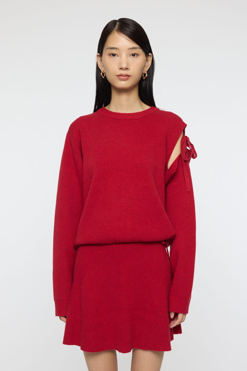 MOUSSY「TIED RIBBON セーター & ミニスカート」|ワンピース|RED