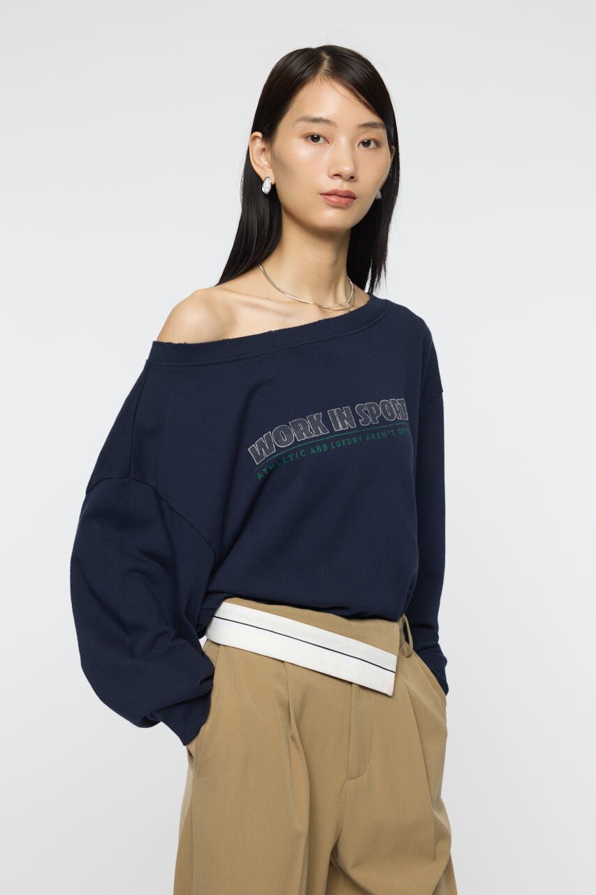 MOUSSY「OFF SHOULDER LOGO SWEAT プルオーバー」|パーカー|