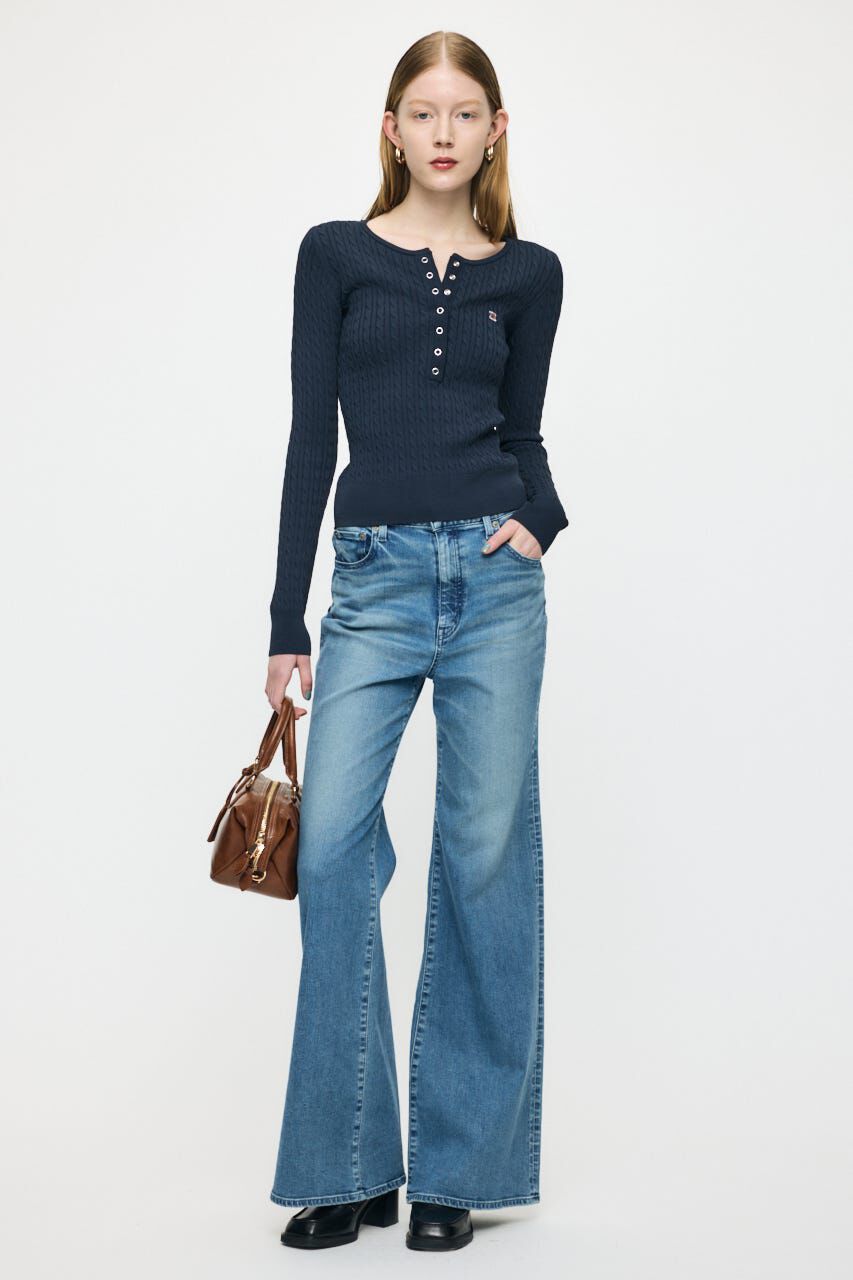 MOUSSY「HENRY NECK CABLE KNIT トップス」|ニット・セーター|