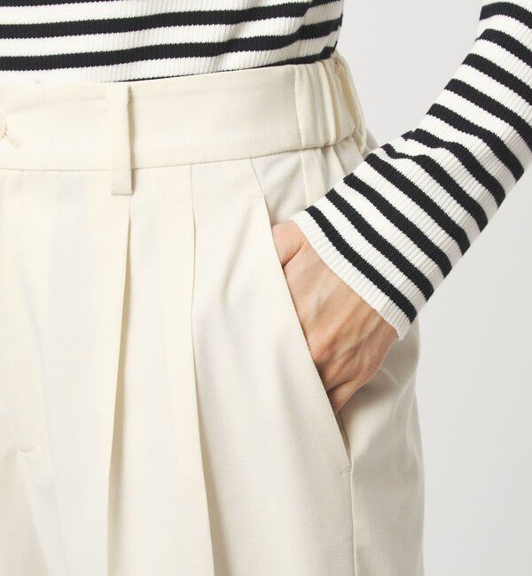 UNITED ARROWS green label relaxing「［size SHORT/TALLあり］Daily Chic タック スリム パンツ オフホワイト」|スラックス|