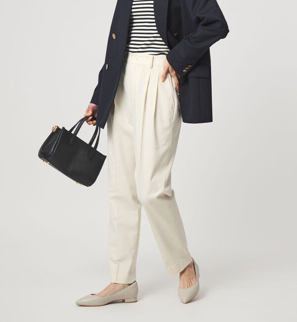 UNITED ARROWS green label relaxing「［size SHORT/TALLあり］Daily Chic タック スリム パンツ オフホワイト」|スラックス|