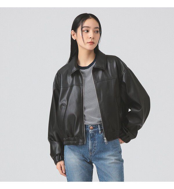 Ray BEAMS 「フェイクレザー ジップ ブルゾン」|ブルゾン・スタジャン|