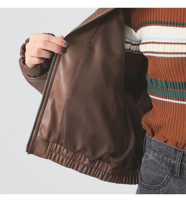 Ray BEAMS 「フェイクレザー ジップ ブルゾン」|ブルゾン・スタジャン|