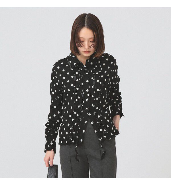 Ray BEAMS 「ドット クリンクル フリル シャツ」|シャツ・ブラウス|