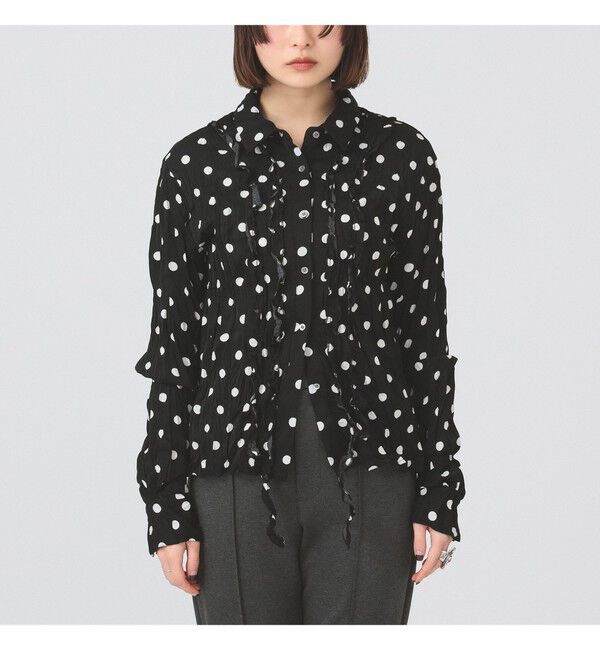 Ray BEAMS 「ドット クリンクル フリル シャツ」|シャツ・ブラウス|
