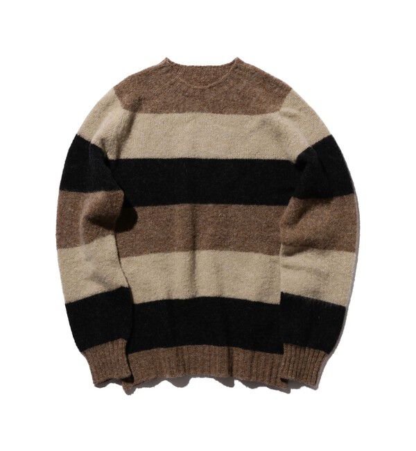 ストライプクルーネック シャギーニット（BEAMS PLUS）｜ルミネの