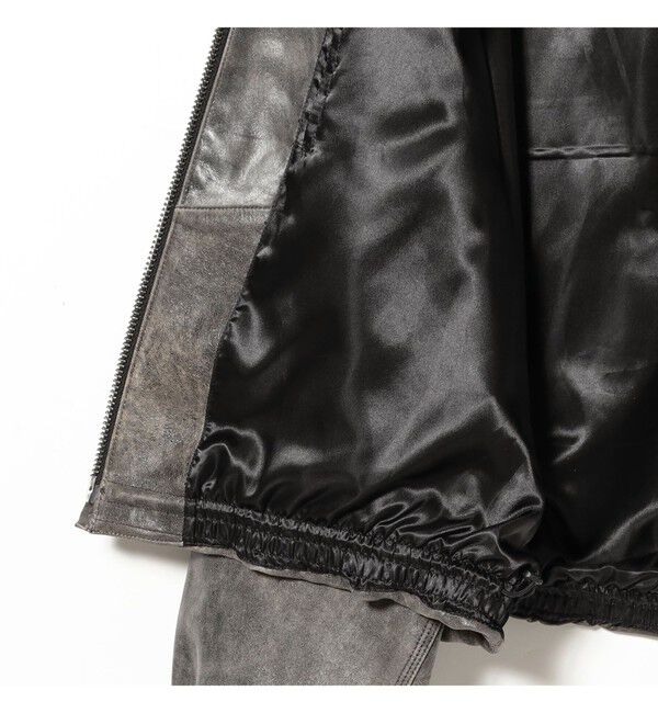 BEAMS「ワイドショートフィット ゴートレザー ジップブルゾン」|ブルゾン・スタジャン|