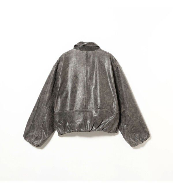 BEAMS「ワイドショートフィット ゴートレザー ジップブルゾン」|ブルゾン・スタジャン|