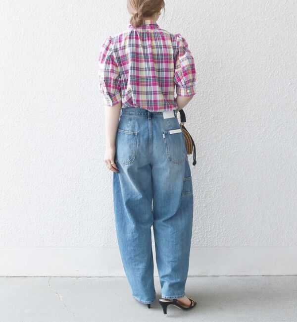 SHIPS any「SHIPS any:〈洗濯機可能〉マドラス チェック ボウタイ パフスリーブ ブラウス」|シャツ・ブラウス|