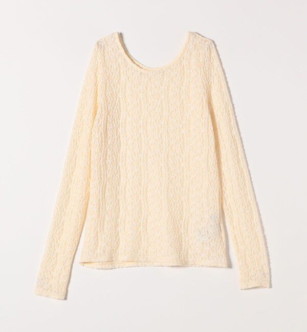 quaranciel「quaranciel:〈手洗い可能〉フラワー レース ストレッチ クルーネック プルオーバー」|Tシャツ・カットソー|