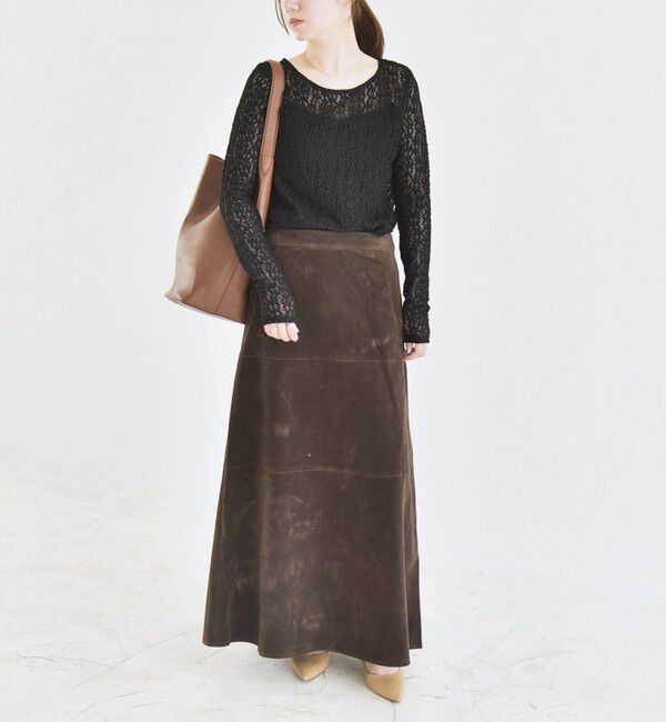 quaranciel「quaranciel:〈手洗い可能〉フラワー レース ストレッチ クルーネック プルオーバー」|Tシャツ・カットソー|