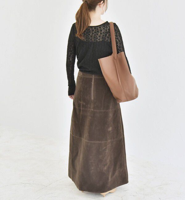 quaranciel「quaranciel:〈手洗い可能〉フラワー レース ストレッチ クルーネック プルオーバー」|Tシャツ・カットソー|