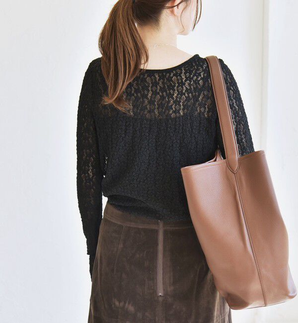 quaranciel「quaranciel:〈手洗い可能〉フラワー レース ストレッチ クルーネック プルオーバー」|Tシャツ・カットソー|