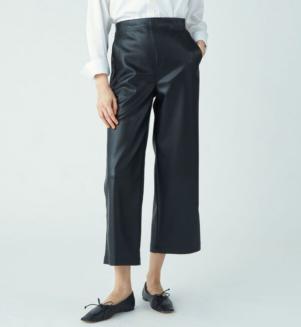 MACPHEE「レザーライク ワイドフレアパンツ」|その他|