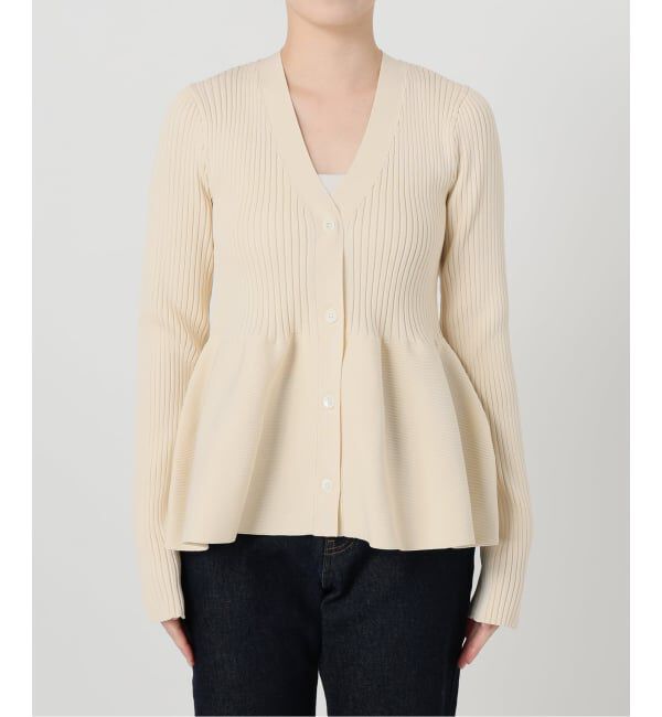 SLOBE IENA「《WEB限定/追加2予約》Vネックペプラムカーディガン」|カーディガン|