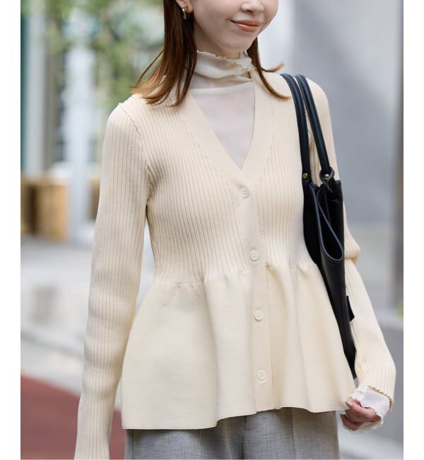 SLOBE IENA「《WEB限定/追加2予約》Vネックペプラムカーディガン」|カーディガン|